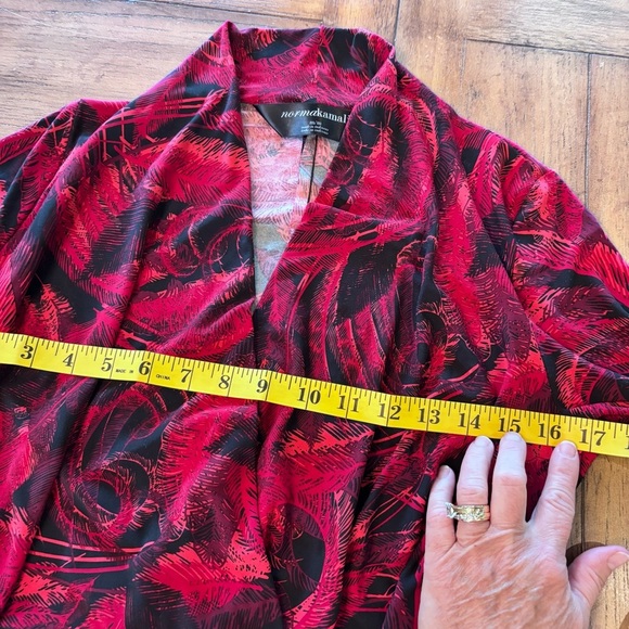 Norma Kamali Faux Wrap Jersey Dress, Feather Print, Medium, Office Cocktail - Picture 14 of 16